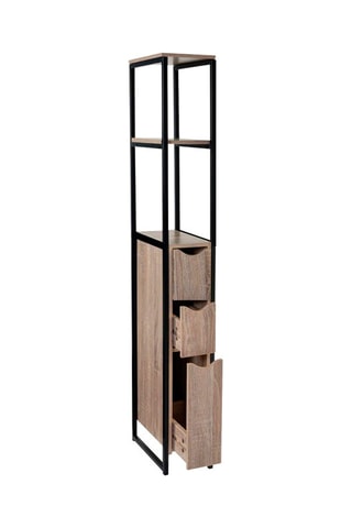 Móvel WC com 1 porta e 2 gavetas - Imitação de madeira e preto