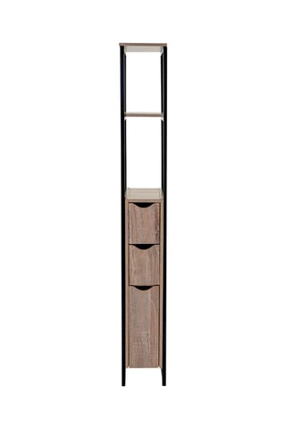 Móvel WC com 1 porta e 2 gavetas - Imitação de madeira e preto