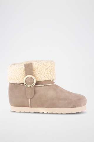 Gevoerde Nubuck Enkellaarzen Rosso - Grijs en Crèmekleurig