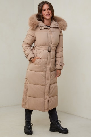 Gewatteerde Jas met Capuchon - Camel