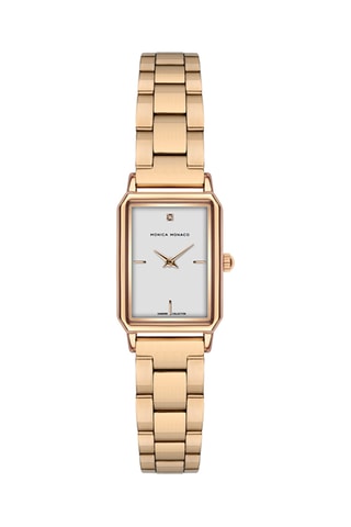Relógio de quartzo em aço e diamante - Dourado-rosa