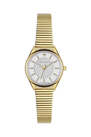 Relógio de quartzo em aço e diamante - Dourado e branco