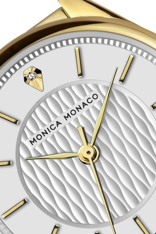 Relógio de quartzo em aço e diamante - Dourado e branco