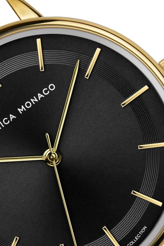 Relógio de quartzo em aço e diamante - Dourado e preto - Monica Monaco