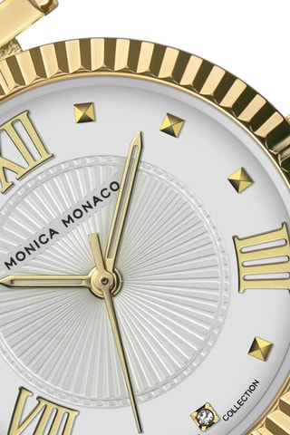 Relógio de quartzo em aço e diamante - Dourado e prateado - Monica Monaco