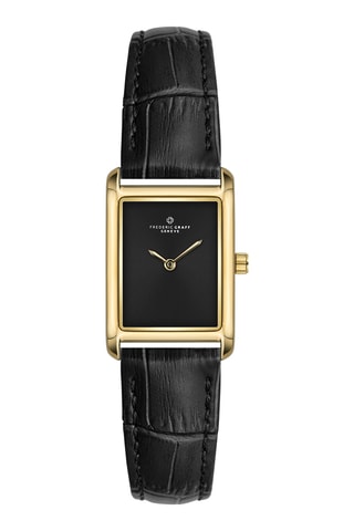 Relógio de quartzo em couro - Preto e dourado - Frederic Graff