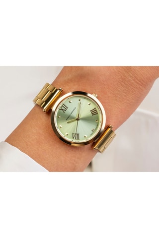 Relógio de quartzo em aço e diamante - Dourado e verde-claro Monica Monaco