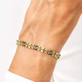 Pulseira Helen - Aço inoxidável e esmalte verde