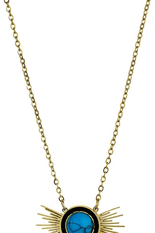 Colar Freya - Aço inoxidável, cristal e turquesa 