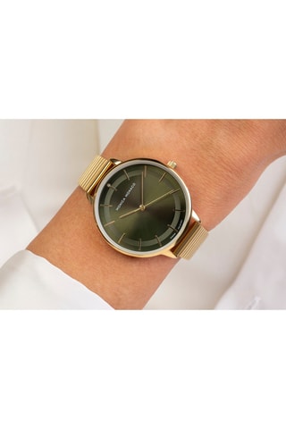 Relógio de quartzo em aço e diamante - Dourado e verde-escuro - Monica Monaco