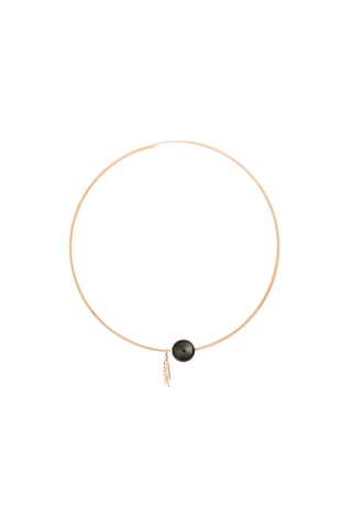Argola - Ouro rosa e obsidiana