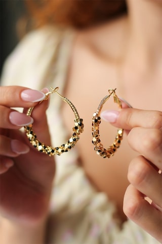 Brincos banhados a ouro fino amarelo - Esmalte
