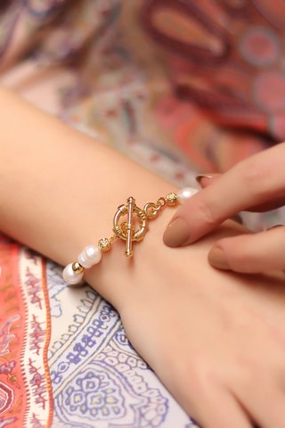 Pulseira Bronze e pérolas de cultura