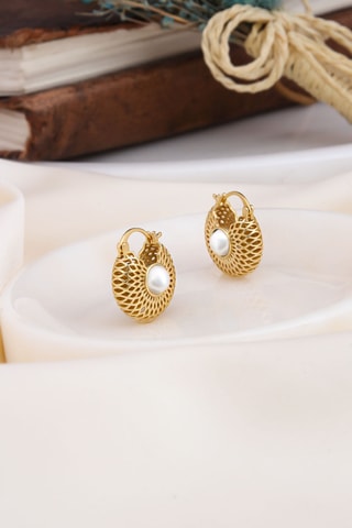 Brincos - Banhado a ouro amarelo e pérolas de cultura