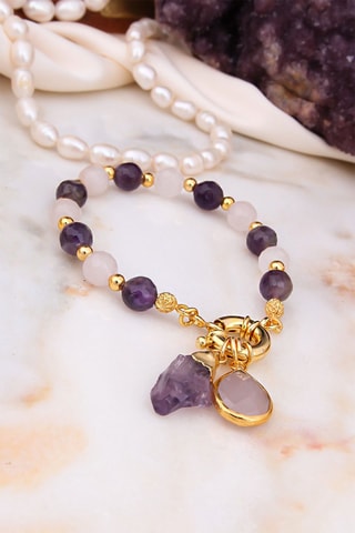 Pulseira Quartzo e ametistas