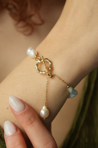 Pulseira - Água-marinho e pérolas de cultura