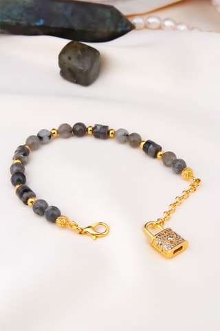 Pulseira folheada a ouro fino amarelo - Labradorite