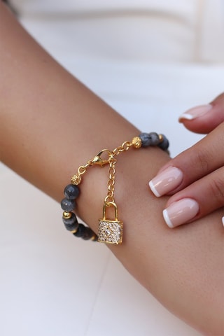Pulseira folheada a ouro fino amarelo - Labradorite