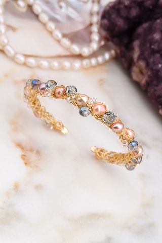 Pulseira rígida - Dourado e rosa