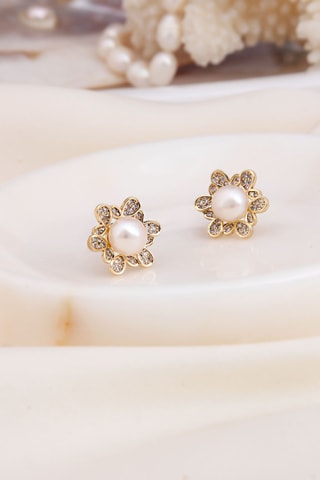Brincos - Banhados a ouro amarelo e pérolas de cultura