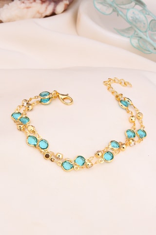 Pulseira - Dourado e azul-claro