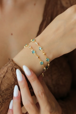 Pulseira - Dourado e azul-claro