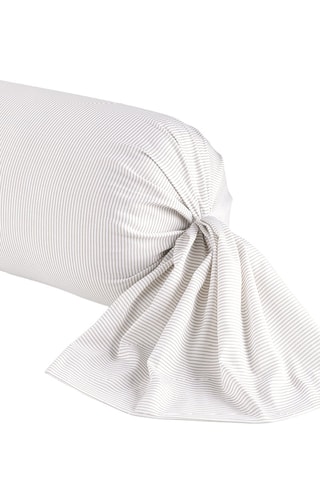 Taie de traversin en satin de coton 80 fils/cm² Traits fins - Taupe et blanc