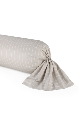 Taie de traversin en satin de coton 80 fils/cm² Rayures élégantes - Taupe