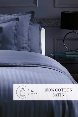 2 taies d'oreiller en satin de coton 80 fils/cm² Dobby - Bleu foncé - 63 x 63 cm