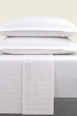 Parure de draps en satin de coton 80 fils/cm² Jacquard - Blanc