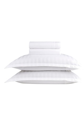 Parure de draps en satin de coton 80 fils/cm² Jacquard - Blanc