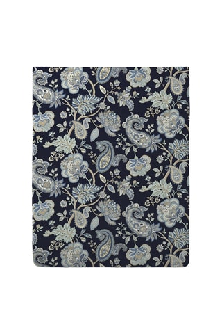 Drap plat en satin de coton 80 fils/cm² Kashmir - Bleu foncé