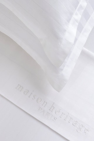 Parure de draps en satin de coton 80 fils/cm² Jacquard - Blanc