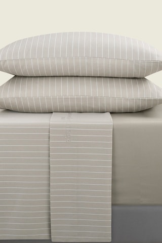 Parure de draps en satin de coton 80 fils/cm² Rayures élégantes - Taupe