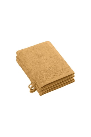 4 gants de toilette - Jaune - 15 x 21 cm