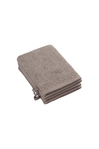 4 gants de toilette - Marron - 15 x 21 cm