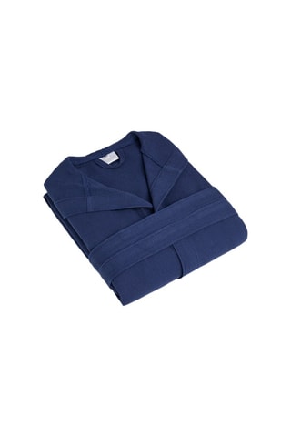 Peignoir à capuche Nid d'abeille - Bleu foncé