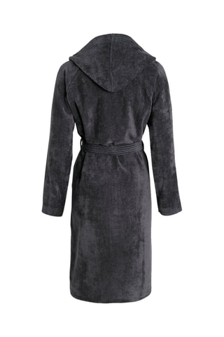 Peignoir en velours à capuche - Gris foncé