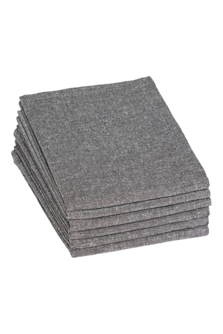 6 serviettes de table Chambray - Gris foncé - 40 x 40 cm