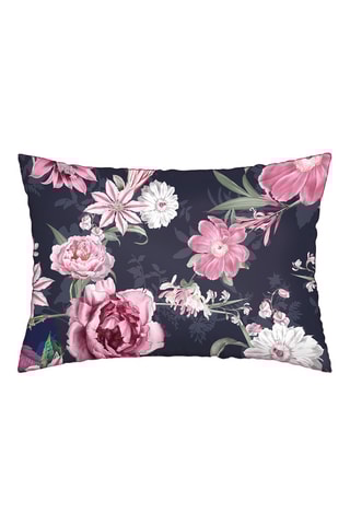 2 taies d'oreiller en satin de coton 80 fils/cm² Mila - Bleu marine et rose