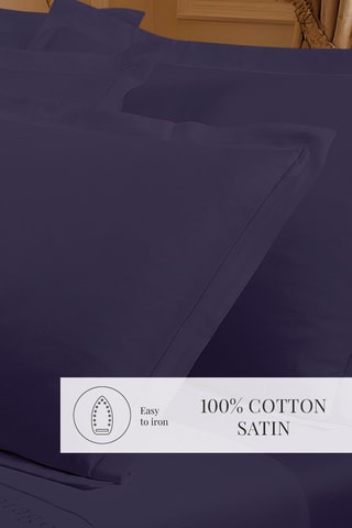 2 taies d'oreiller en satin de coton 80 fils/cm² Uni - Bleu foncé