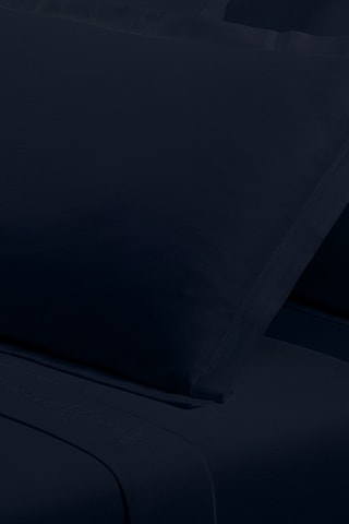 2 taies d'oreiller en satin de coton 80 fils/cm² Uni - Bleu nuit