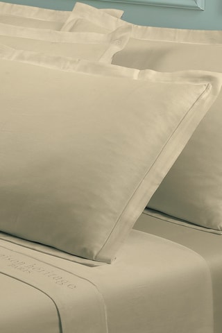 2 taies d'oreiller en satin de coton 80 fils/cm² Uni - Kaki clair