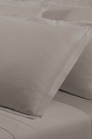 2 taies d'oreiller en satin de coton 80 fils/cm² Uni - Taupe