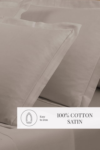 2 taies d'oreiller en satin de coton 80 fils/cm² Uni - Taupe