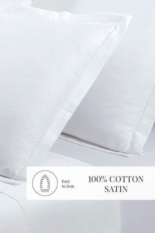 2 taies d'oreiller en satin de coton 80 fils/cm² Uni - Blanc