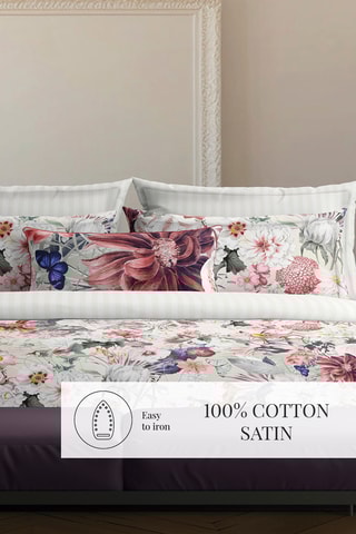 2 taies d'oreiller en satin de coton 80 fils/cm² Fleurs éclatantes - Multicolore
