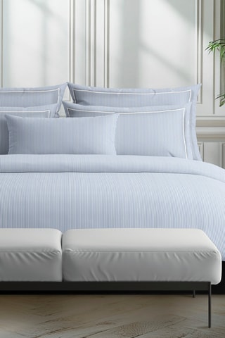 2 taies d'oreiller en percale de coton 80 fils/cm² Dauphine - Ciel et blanc