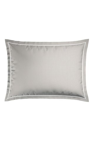 2 taies d'oreiller en percale de coton 80 fils/cm² Dauphine - Taupe et blanc