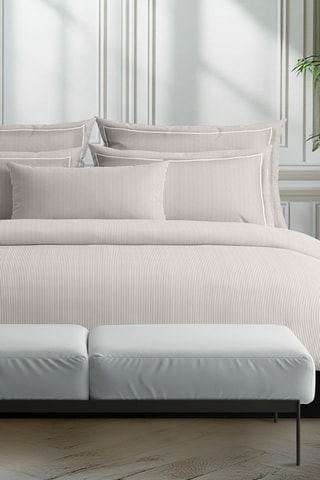 2 taies d'oreiller en percale de coton 80 fils/cm² Dauphine - Taupe et blanc